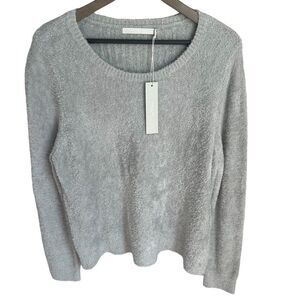 Revolve One Grey Day Pullover Sweater Womens Large Heather Grey Fuzzy Neutral